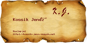 Kossik Jenő névjegykártya